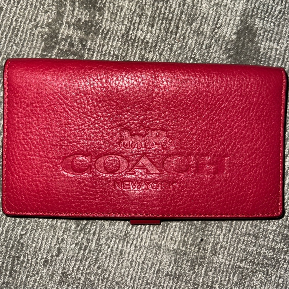 Red Authentic Coach Checkbook Wallet